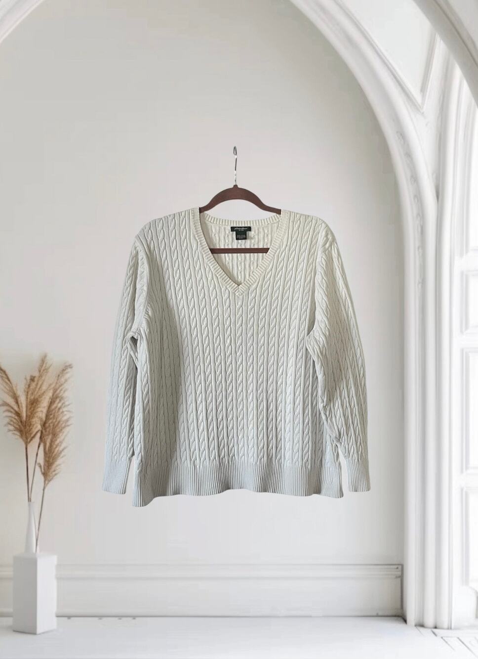 Eddie Bauer Womens Cable Knit Pullover Stretch Sweater XXL